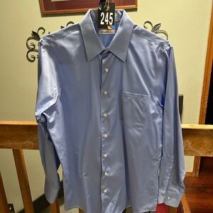 NWOT Kenneth Cole Blue Dress Shirt Sleeves 34/35 Non-Iron Regular Fit #245